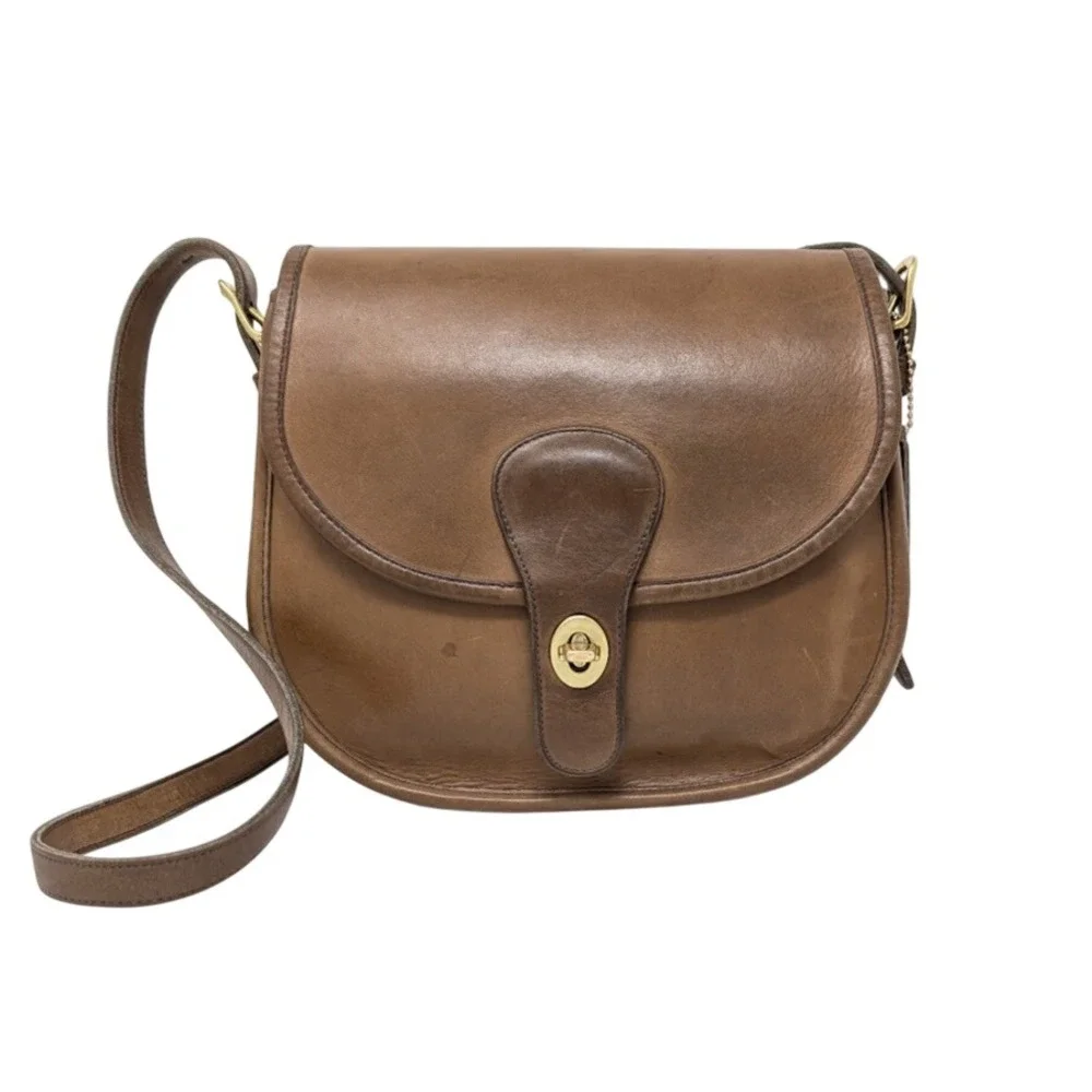 Coach‎ Saddlery Bag 9535 Putty Brown Leather NYC Crossbody Minimal Vintage